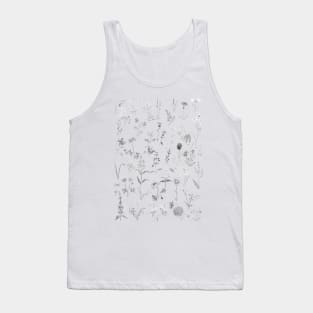 countryside wildflowers black and white Tank Top